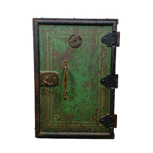 105 - A late 19th century campaign safe with North Irish Horse Regiment plaque. 31 x 25.5 x 46cm