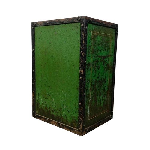 105 - A late 19th century campaign safe with North Irish Horse Regiment plaque. 31 x 25.5 x 46cm