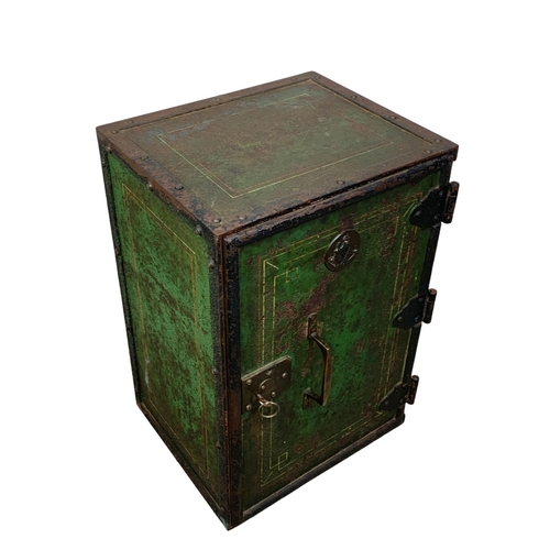 105 - A late 19th century campaign safe with North Irish Horse Regiment plaque. 31 x 25.5 x 46cm