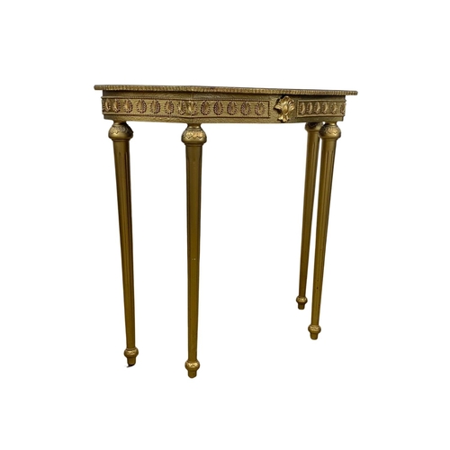 1054 - An ornate hall table with faux marble top. Plastic. 82 x 32.5 x 80.5cm