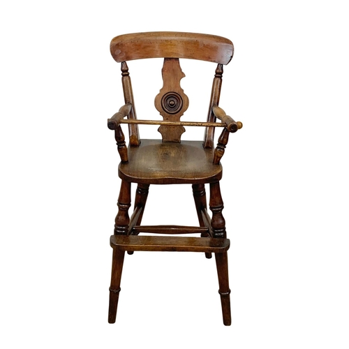 1109 - Victorian beech high chair. Circa 1850