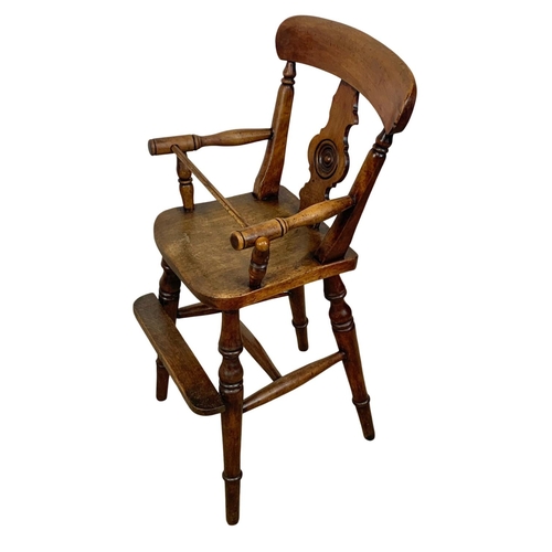 1109 - Victorian beech high chair. Circa 1850