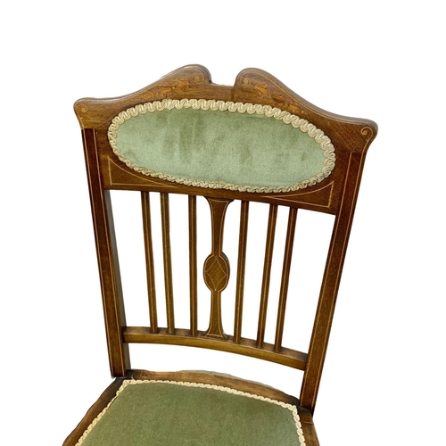 1116 - A pair of Edwardian inlaid mahogany side chairs.