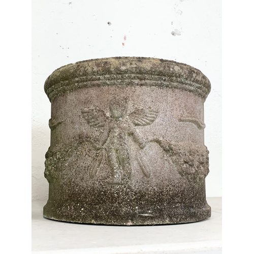 124 - A pair large concrete garden planters. 39 x 30cm.