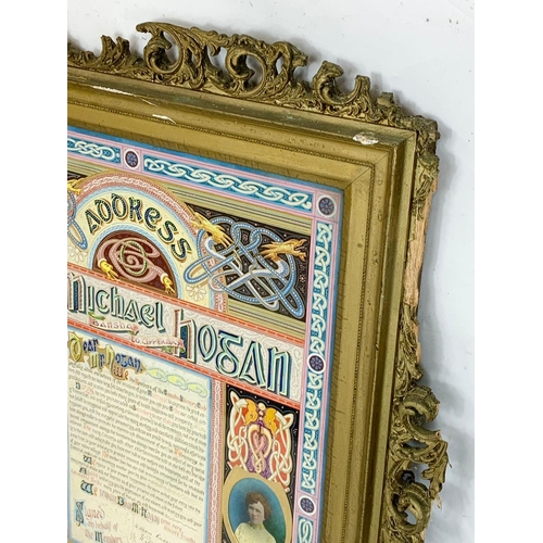 133 - A large late Victorian hand painted presentation to the marriage of Mr Michael Hogan, Bansha Tippera... 