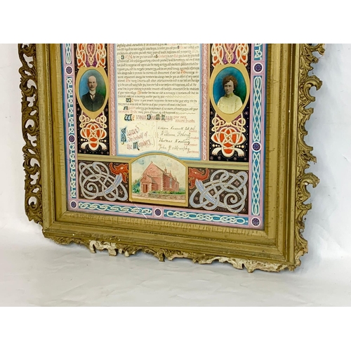 133 - A large late Victorian hand painted presentation to the marriage of Mr Michael Hogan, Bansha Tippera... 