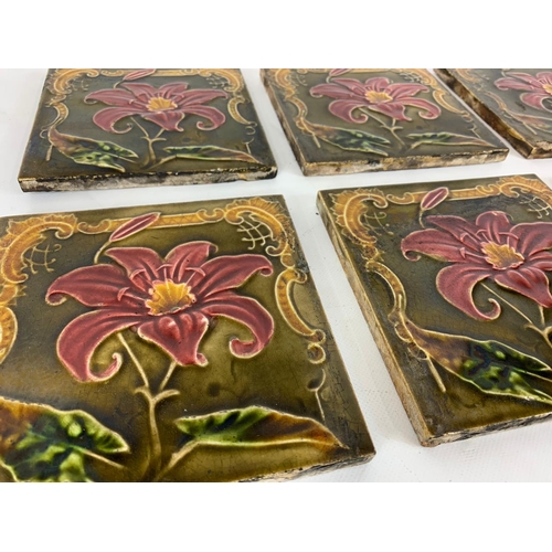 139 - A set of 6 Victorian tiles. 15cm