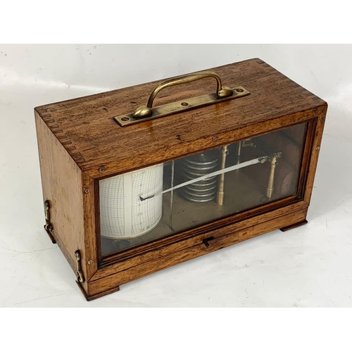 155 - An Edwardian period Barograph in an oak case. 29 x 13 x 17cm.