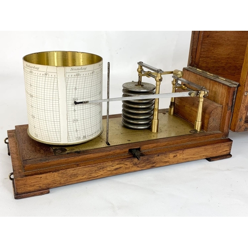 155 - An Edwardian period Barograph in an oak case. 29 x 13 x 17cm.