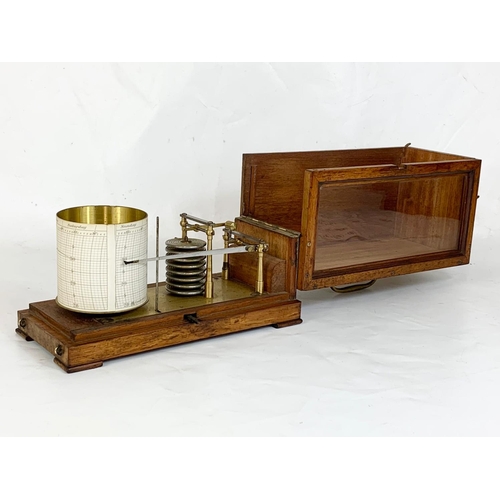 155 - An Edwardian period Barograph in an oak case. 29 x 13 x 17cm.