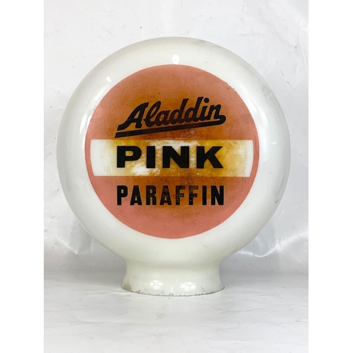 157 - A large Aladdin Pink Paraffin Glass Globe. 36 x 42cm