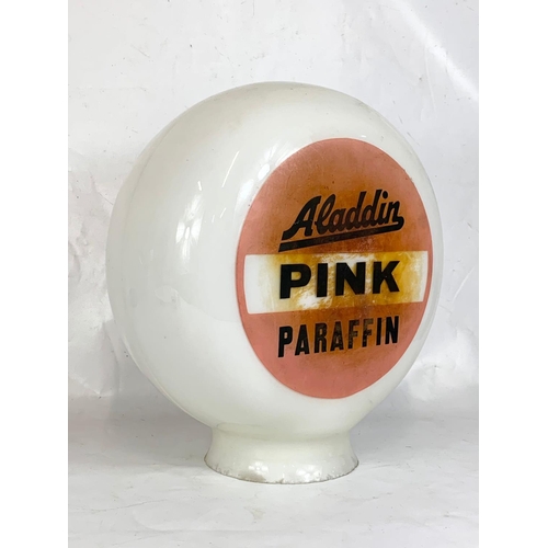 157 - A large Aladdin Pink Paraffin Glass Globe. 36 x 42cm