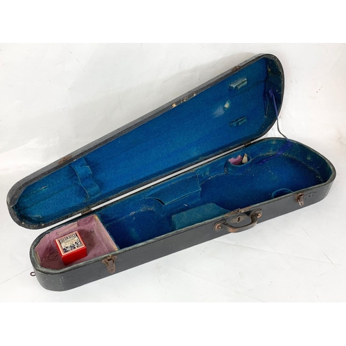 16 - A late 19th century violin in case. Case measures 79cm.