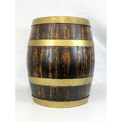 162 - A 19th century Sarson’s Malt Vinegar brass blind barrel. 44 x 53.5cm.