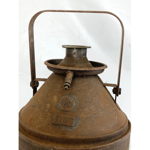 176 - A large early 20th century oil can. 20 litres. 55cm including handle.