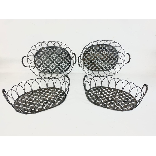 19 - 4 matching vintage wrought iron baskets. 45.5 x 32 x 13.5cm