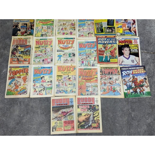 198 - Quantity of Buddy, Nutty, Hoot, and Topper comics, with Roy Of The Rovers issues