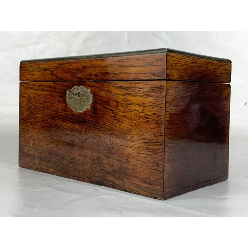 2 - A 19th century rosewood tea caddy with coromandel wood interior, circa 1860. 24.5cm x 13.5cm x 14.5c... 