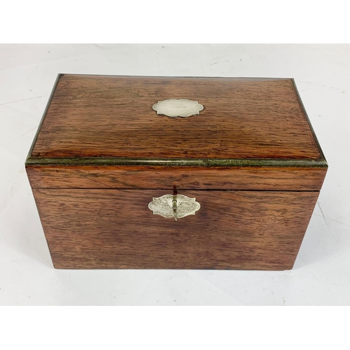 2 - A 19th century rosewood tea caddy with coromandel wood interior, circa 1860. 24.5cm x 13.5cm x 14.5c... 