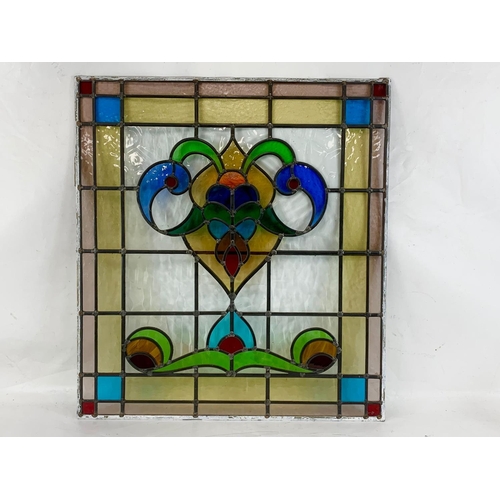 24 - A large Victorian stained glass panel. 73 x 80cm.