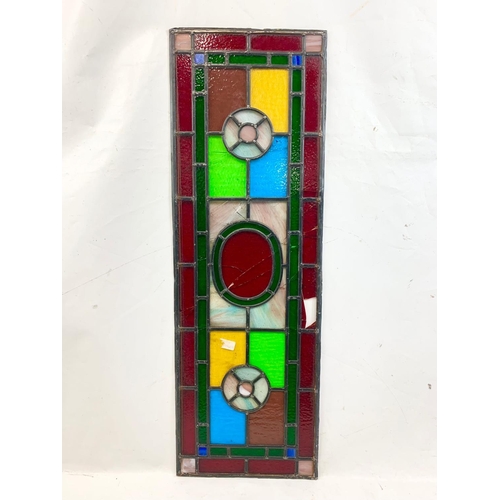 25 - 3 Victorian stained glass panel. Largest 34 x 103.5cm.