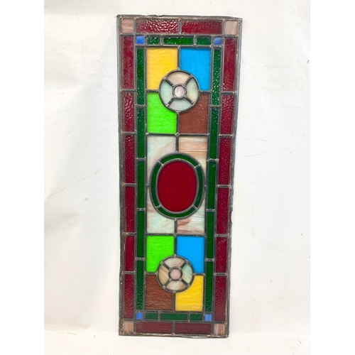 25 - 3 Victorian stained glass panel. Largest 34 x 103.5cm.