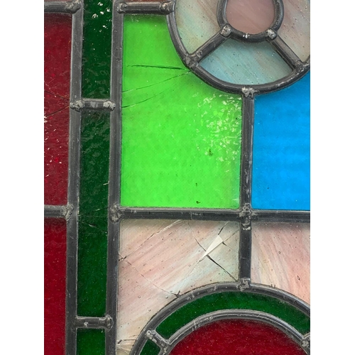 25 - 3 Victorian stained glass panel. Largest 34 x 103.5cm.