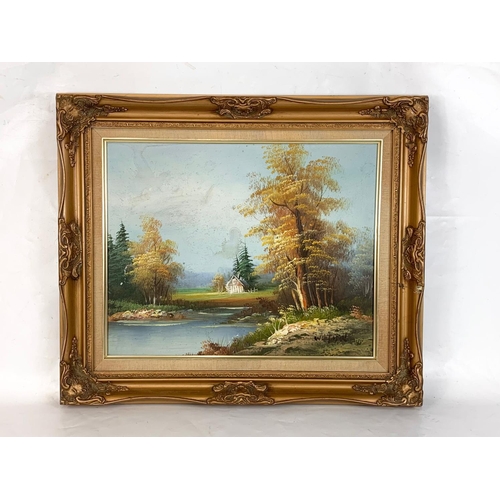 253 - An oil painting by Whitman in an ornate gilt frame. Painting measures 50.5 x 40.5cm. Frame measures ... 