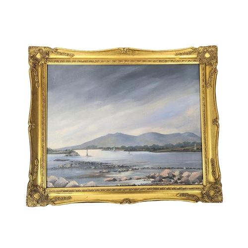 254 - An oil painting by M. Cunningham in an ornate gilt frame. 50.5 x 40cm. Frame measures 59 x 49cm