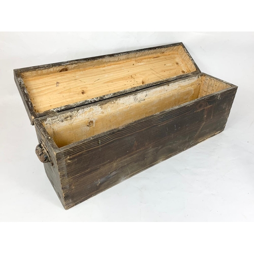 261 - A Victorian wooden tool box. 74 x 16.5 x 26cm