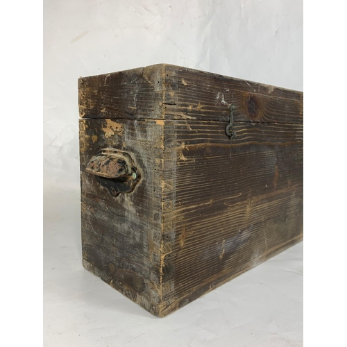 261 - A Victorian wooden tool box. 74 x 16.5 x 26cm