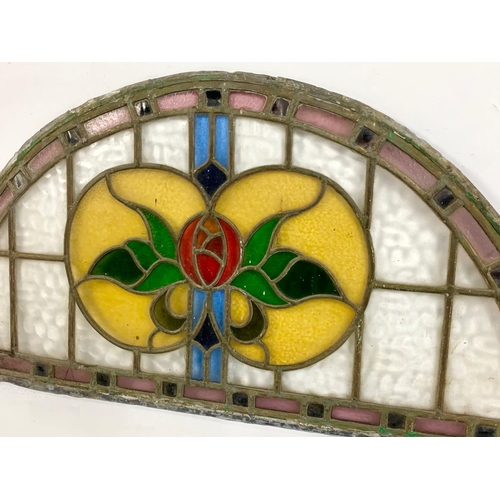 286 - A late 19th century stained glass panel. 91 x 46cm