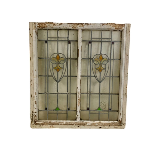 291 - A large late 19th century stained glass panel. 106.5 x 116cm