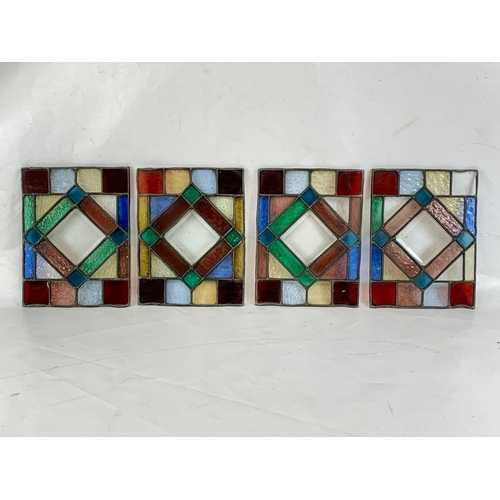 32 - A set of 4 Victorian stained and lead glass panels. 19 x 24.5cm