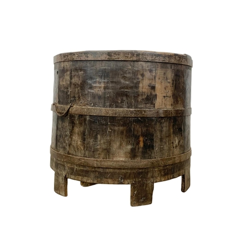 352 - A large late 19th century wooden Vat on stile feet. Circa 1890-1910.  69 x 63.5cm.