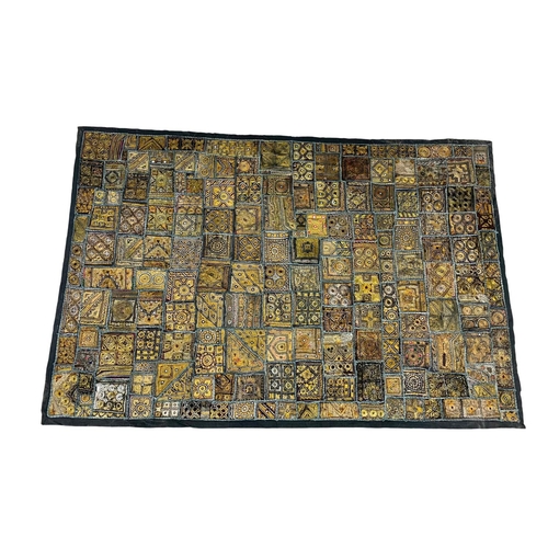 354b - A large vintage handmade Banjara Sari patchwork tapestry. India. 224.5 x 151.5cm