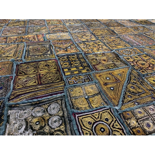 354b - A large vintage handmade Banjara Sari patchwork tapestry. India. 224.5 x 151.5cm