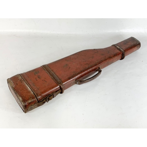 362 - A late Victorian leather Mutton Gun Case. 77cm.