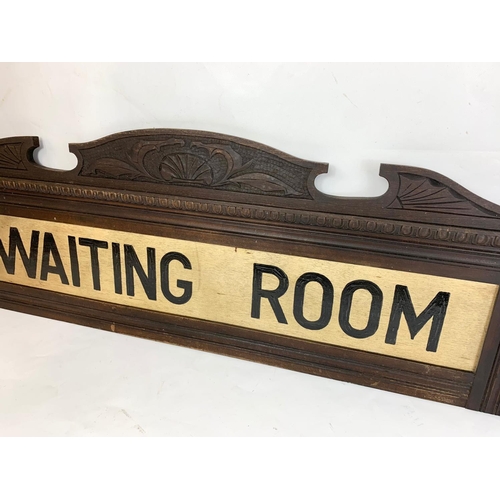 366 - An Edwardian carved Waiting Room sign. 104.5cm