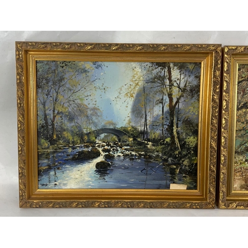 378 - 3 oil painting in gilt frames. Largest frame 60 x 50cm