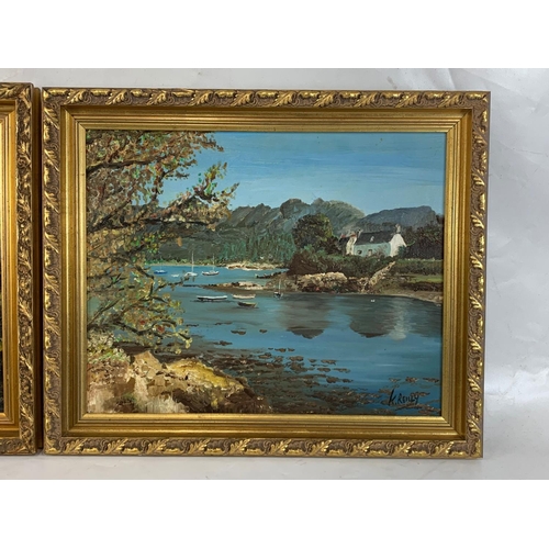 378 - 3 oil painting in gilt frames. Largest frame 60 x 50cm