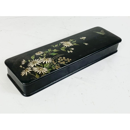 38 - A vintage hand painted Chinese lacquered box. 31cm.