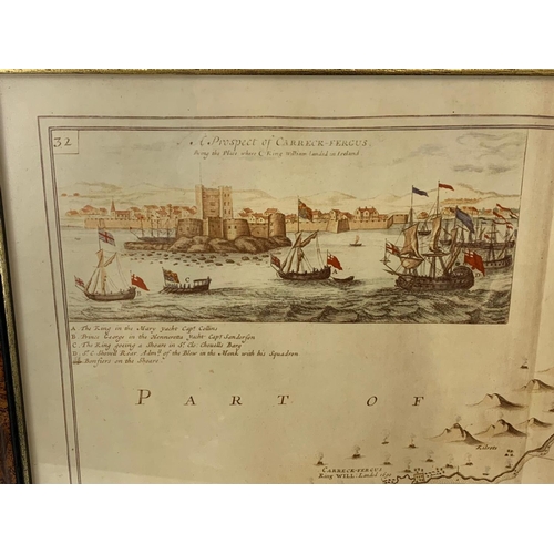 384 - A framed old style map. William III. 65.5 x 55cm.