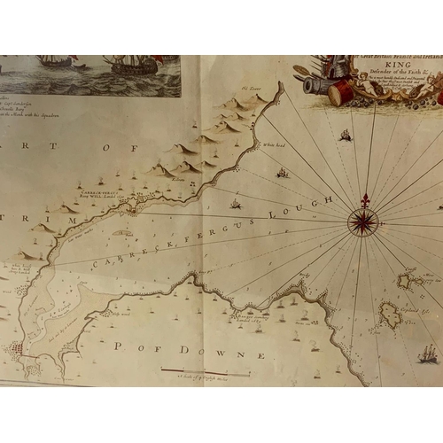 384 - A framed old style map. William III. 65.5 x 55cm.