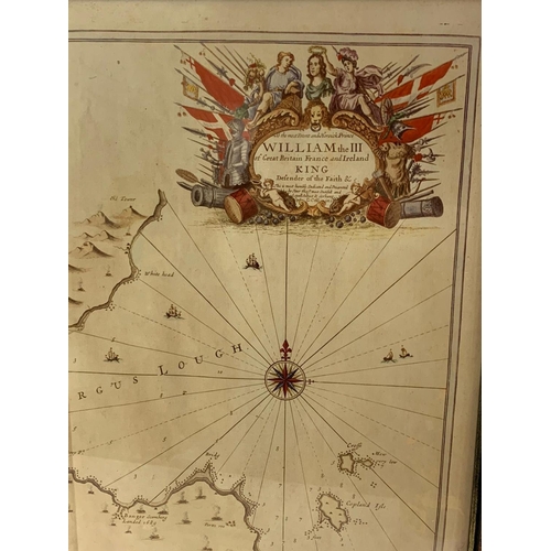 384 - A framed old style map. William III. 65.5 x 55cm.