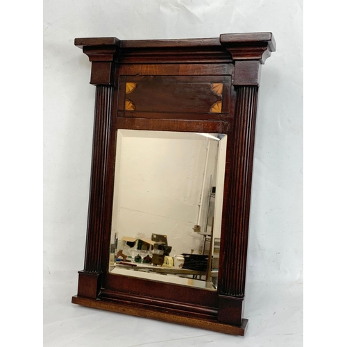 4 - A quality Georgian inlaid mahogany gent's mirror with Doric pillars. Circa 1800. 32.5cm x 45.5cm