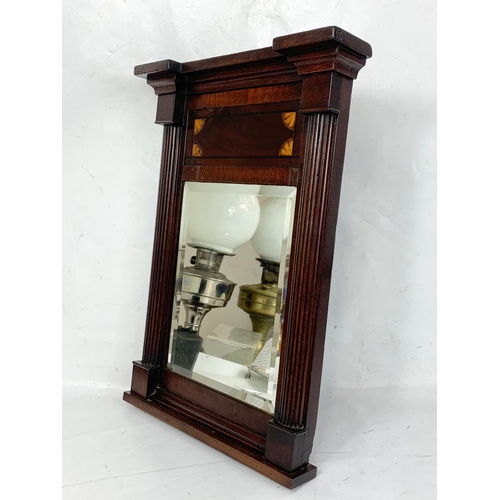 4 - A quality Georgian inlaid mahogany gent's mirror with Doric pillars. Circa 1800. 32.5cm x 45.5cm