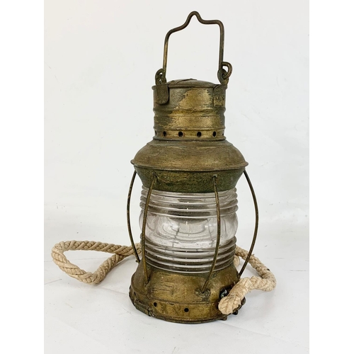 40 - A late. 19th century brass ships lantern. 36cm.