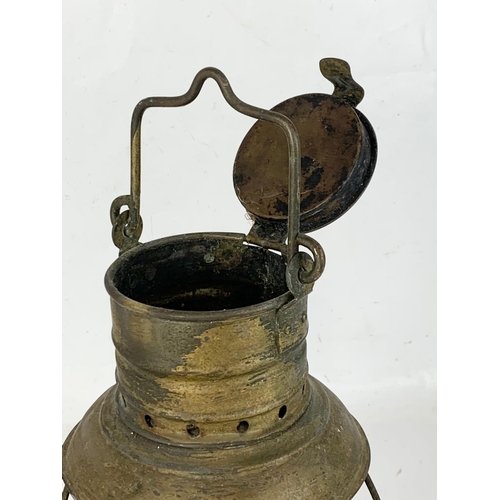 40 - A late. 19th century brass ships lantern. 36cm.