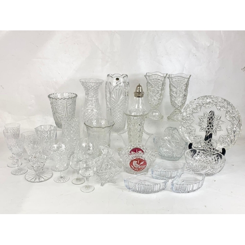 404 - A large quantity of vintage crystal and cut glass